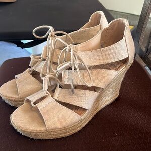 Lace up wedge sandals, excellent condition